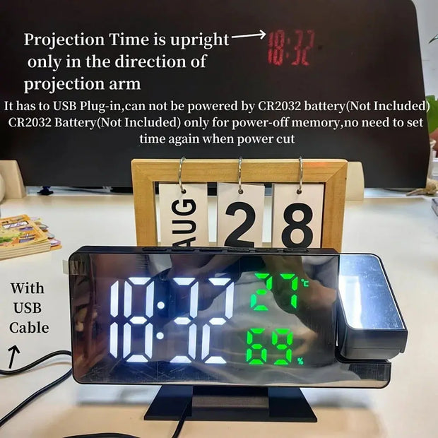 180° Arm Projection Digital Alarm Clock The “Rest” Day